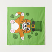Tenture Chat de la Saint Patrick avec dessin Shamrock (Devant (Horizontal))