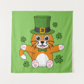 Tenture Chat de la Saint Patrick avec dessin Shamrock (Devant)
