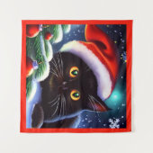 Tenture Chat de Noël 1 (Devant (Horizontal))