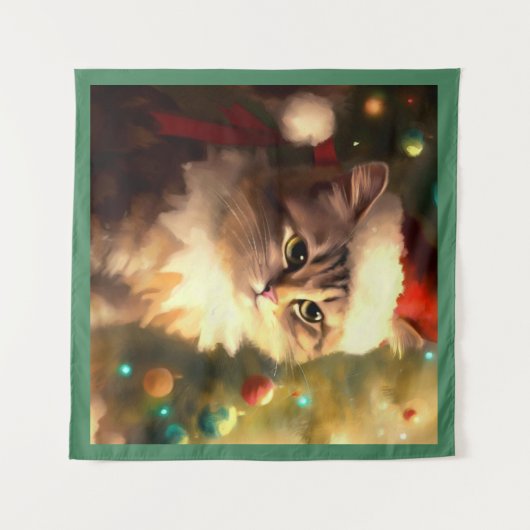 Tenture Chat de Noël 4 (Devant (Horizontal))