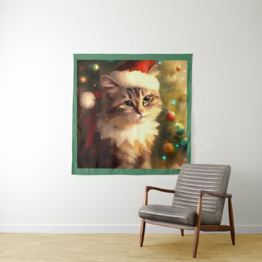 Tenture Chat de Noël 4 (En situation)