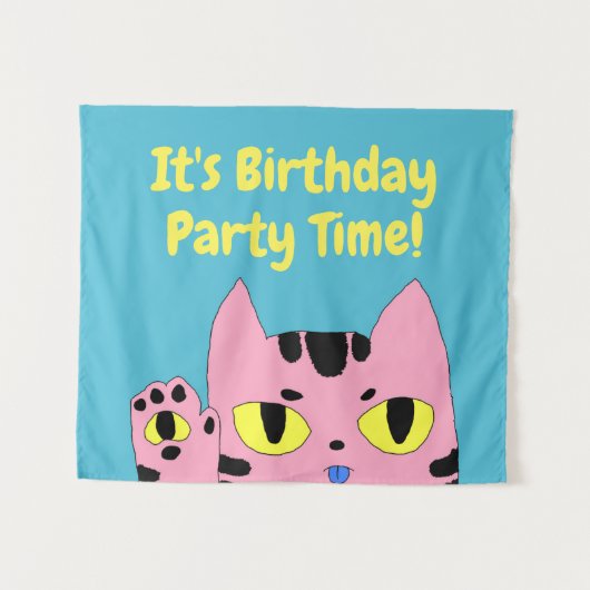 Tenture Chat de poche Alien Heure d'anniversaire (Devant (Horizontal))