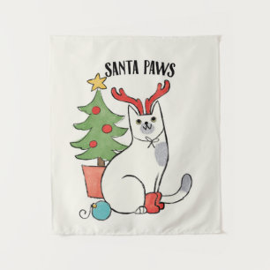 Tenture Chat de renne des pattes de Père Noël