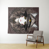 Tenture Chat de sorcière Halloween Déplaisant Portrait mig (En situation (horizontale))