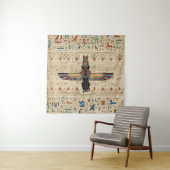 Tenture Chat égyptien - Bastet sur le papyrus (En situation)