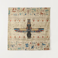 Chat égyptien - Bastet sur le papyrus