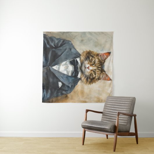 Tenture Chat en costume (En situation (horizontale))