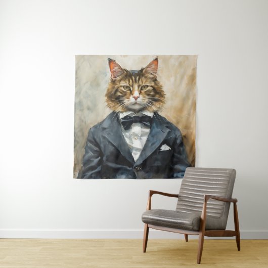 Tenture Chat en costume (En situation)