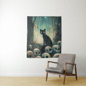 Tenture Chat et crâne d'Halloween (En situation)