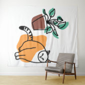 Tenture Chat et le plante (En situation (horizontale))