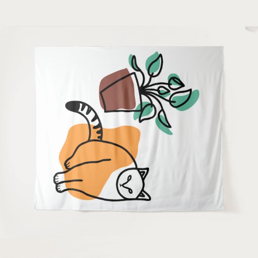 Tenture Chat et le plante (Devant (Horizontal))