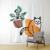 Tenture Chat et le plante (En situation)