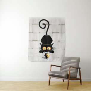 Tenture Chat et souris avec des personnages de dessin amus