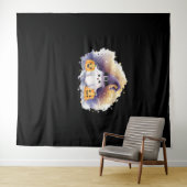 Tenture Chat Fantôme mignon avec Citrouilles - Kawaii Hall (En situation (horizontale))