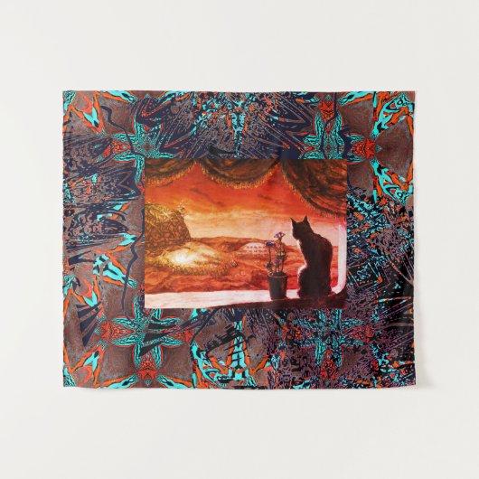 Tenture Chat futuriste sur Mars (Devant (Horizontal))