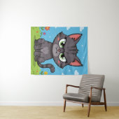 Tenture Chat gris en colère (En situation (horizontale))