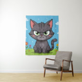 Tenture Chat gris en colère (En situation)