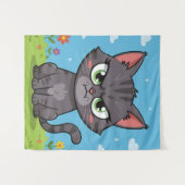 Tenture Chat gris en colère (Devant (Horizontal))