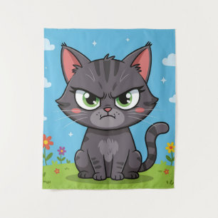 Tenture Chat gris en colère