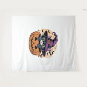 Tenture Chat Halloween Citrouille Chat noir T-shirt surdim (Devant (Horizontal))