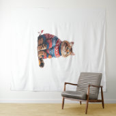 Tenture Chat Leaf Automne Bonjour Automne Funny Chat Kitte (En situation (horizontale))