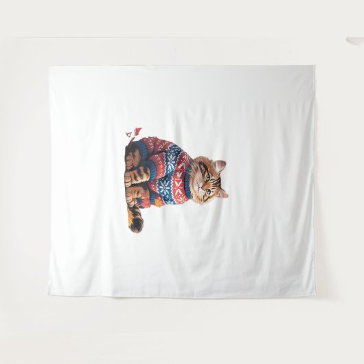 Tenture Chat Leaf Automne Bonjour Automne Funny Chat Kitte (Devant (Horizontal))