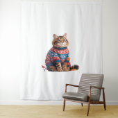 Tenture Chat Leaf Automne Bonjour Automne Funny Chat Kitte (En situation)