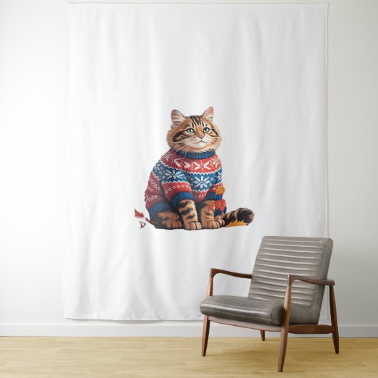 Tenture Chat Leaf Automne Bonjour Automne Funny Chat Kitte (En situation)