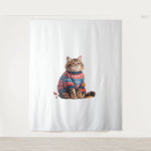 Tenture Chat Leaf Automne Bonjour Automne Funny Chat Kitte (Devant)