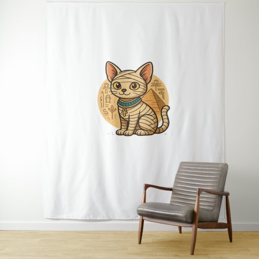 Tenture Chat maman mignonne - Art égyptien ancien T-Shi su (En situation)