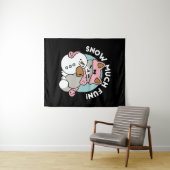 Tenture Chat mignon en Engin à neige avec Art Snowman (En situation (horizontale))