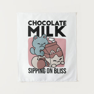 Tenture Chat Mignon Lait Chocolat – Boisson Confortable et