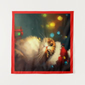 Tenture Chat Noël 3 (Devant (Horizontal))