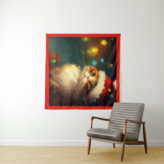 Tenture Chat Noël 3 (En situation (horizontale))