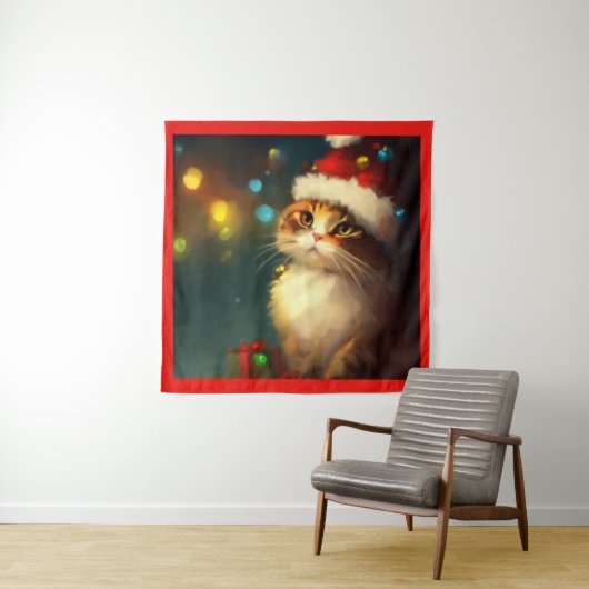 Tenture Chat Noël 3 (En situation)