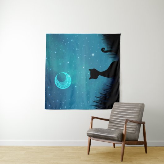 Tenture chat noir (En situation)