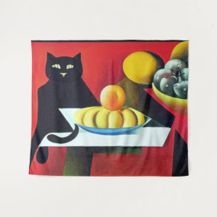 Tenture Chat noir abstrait