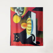 Tenture Chat noir abstrait (Devant)