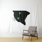 Tenture chat noir aux yeux verts (En situation (horizontale))