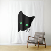 Tenture chat noir aux yeux verts (En situation)