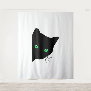 Tenture chat noir aux yeux verts