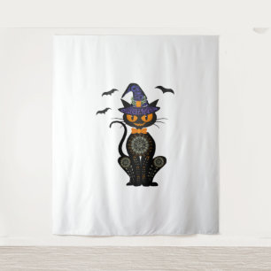 Tenture Chat Noir Avec Chemise Halloween Jack-o'-lantern