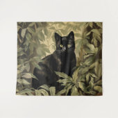 Tenture Chat noir dans la forêt luxuriante (Devant (Horizontal))