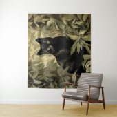 Tenture Chat noir dans la forêt luxuriante (En situation)