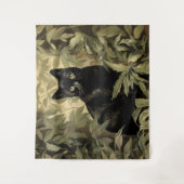 Tenture Chat noir dans la forêt luxuriante (Devant)