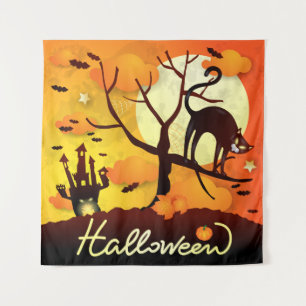 Tenture Chat noir d'Halloween