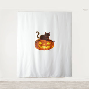 Tenture Chat noir et Citrouille - Halloween magique Éffray