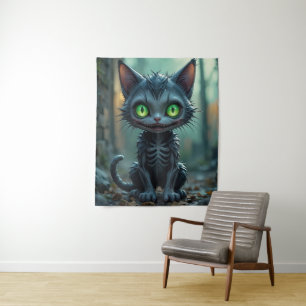 Tenture Chat noir gothique Halloween Vibes de forêt enchan