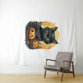 Tenture Chat noir Halloween Citrouille - Chat (En situation (horizontale))