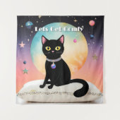 Tenture Chat Noir - Installons-Nous Confortablement (Devant)